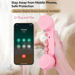 Retro Mobile Phone Handset Headphone Type-C Tangle Free Wire Landline Handle Receiver Telephone Style Handheld Phone Receiver