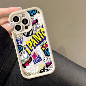 Full Protection Shockproof Case for Apple iPhone Air 17 16 15 14 Pro/Pro Max/Plus/E Series , Fashionable Funny Graffiti Pattern Phone Shell