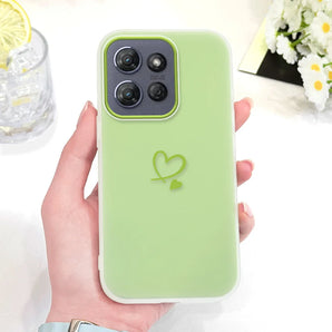 Simple Heart Phone Case For Motorola G Stylus Power 2025 Edge 60 50 G84 G73 G64 G54 G24 G14 G23 E13 Fusion Neo Pro Jelly Cover