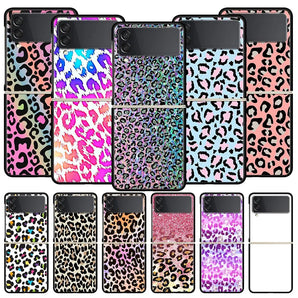 Hard PC Phone Case For Samsung Galaxy Z Flip 7 6 5 4 Black For Galaxy Z Flip 3 Foldable Shockproof Tiger Leopard Print Panther