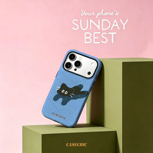 Black Cat in Meadow For Case For iPhone 17 16 15 Pro Max TPU Anti-Scratch Outer Shell Raised Screen CaseChic