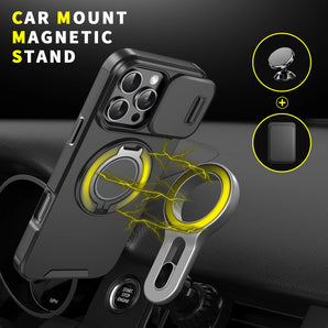 For Magsafe Magnetic Wireless Charge Armor Case For iPhone 17 16 15 14 13 12 11 Pro Max Plus Slide Camera Protection PC Cover