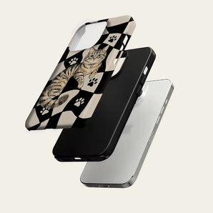 Checker Tabby Cat For Magnetic Must-Have Phone Case for IPhone 18 17 16 15 14 13 Pro Max Plus Single Double-layer tough Case