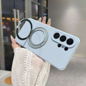 For Samsung Galaxy S23 S24 S25 S26 Ultra Plus Magnetic Stand Phone Case Liquid Silicone Shockproof Magsafe Cover