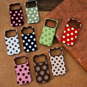 Luxury Design Polka Dot Colorful Korean Pattern Phone Case for iPhone 17 16e 15 14 13 12 11 Air Pro Max Plus Luxury Double-layer