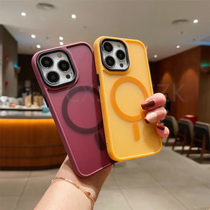 Luxury Magnetic For Magsafe Wireless Charge Phone Case For iPhone 11 12 13 14 15 Pro Max 7 8 Plus X XR XS Shockproof Matte Cover