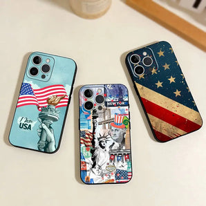 The United States USA F-Flag Art   Phone Case For iPhone 17,16,15,14,13,12,11 Plus,Pro Max,XS,Soft Silicone Black Cover