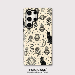 Fcicicase Black Cat Phone Case For Samsung Galaxy S24 S25 Ultra A36 A16 S23 Plus S20 FE A56 A26 Double-layer Acrylic Capa