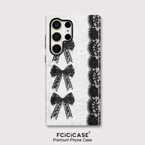 Fcicicase Lace Bow Knot Phone Case For Samsung Galaxy S25 S26 Edge S23 A56 A16 S20 FE A26 A36 S24+ Anti-Drop Protective Shell