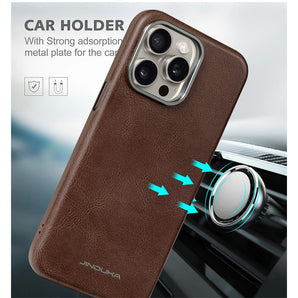 Luxury Ultra Thin Slim Leather For Magsafe Phone Case For iPhone 16 15 14 13 12 17 Pro Max Plus Shockproof Bumper Business Cover
