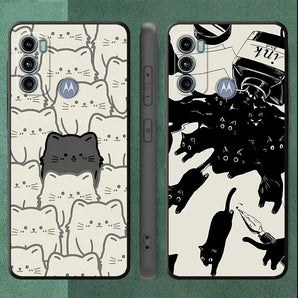 Phone Case for Motorola Moto G200 5G Edge 40 Pro Edge 30 Neo Edge 20 Pro One Fusion Plus G9 Plus Cover Cartoon Lucky Cat