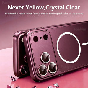 Fashion PC Phone Case For iPhone 17 16 15 14 13 18 Pro Max Magnetic Hard Full Lens Protection For Magsafe Thin Cover funda
