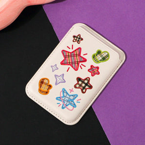 Fashion Creative Cute Cat Cartoon Pattern Colored Drawing Card Holder Magnetic For iPhone For Samsung Galaxy For MagSafe Cover