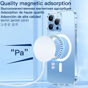 Luxury Wireless Magnetic Cover For Apple Magsafe Case Iphone 16 11 12 13 15 14 Pro Max Mini 7 8 Plus Xr Xs X Clear Acrylic Cases