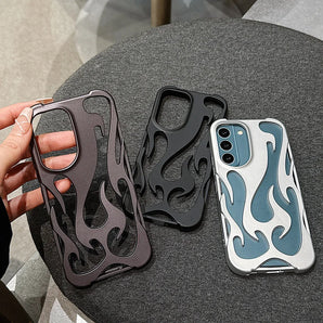 Plating Hollow Flame Matte Case For Samsung S25 Ultra S24 Plus S23 S22 A56 A36 A26 A55 5G A54 A16 A15 A06 Heat Dissipation Cover