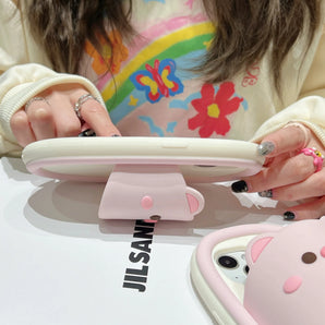 Soft Silicone Phone Back Cover, Skin Shell, 3D Cute Cartoon Case, Slipper Pig , iPhone 11, 12, 13, 14, 15, 16 Pro Max Shockproof