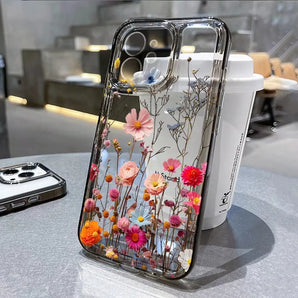 Flower Phone Case For iPhone 17 16 18 Pro Max 13 14 12 11 15 Pro Max 16e Air 7 Plus SE Shockproof Transparent Cover Soft Funda