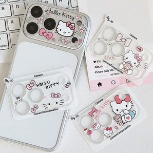 Cute Sanrio Hello Kitty Sparkle Camera Lens Protector 9H Tempered Glass for iPhone 18 Pro Max 18 Pro 17 Pro Max 17 Pro For Girls