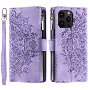Luxury Zipper Wallet Case for iPhone 17 18 16 Pro Max 16E 15 13 12 11 Pro Plus XR XS Max 7 8 SE Embossed Leather Card Phone Bag