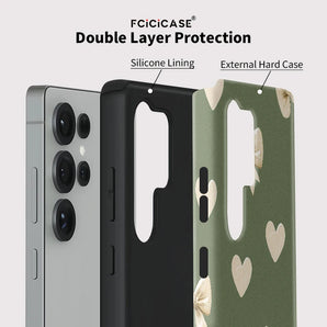 Fcicicase S24 S25 Plus Love Heart Bow Knot Print Phone Case For Samsung Galaxy S20 FE S23 Ultra A56 A36 A16 A26 Back Cover
