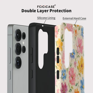 PC +TPU Phone Case For Samsung Galaxy S26 Ultra S25 S24 S23 Plus S22 A16 A26 A36 A56 5G Anti-fall Flowers Covers Funda