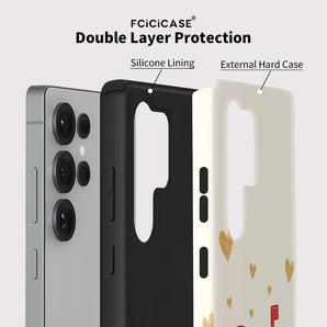 Fcicicase S25 Love Heart Phone Case For Samsung Galaxy S24 Ultra S23 Plus S20 FE A16 A26 A56 A36 Anti Drop Funda Hoesje