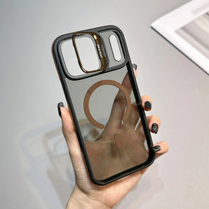 Luxury Matte Transparent For Magsafe Kickstand Stand Phone Case For iPhone 18 17 16 15 14 Plus 13 12 11 Pro Max Air Cover