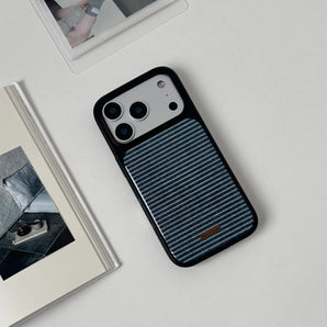 Cowboy Blue Striped ins Premium Minimalist Creative Phone Case For iPhone 17 16 15 14 13 12 11 Pro Max Plus Cartoon Hard Cover