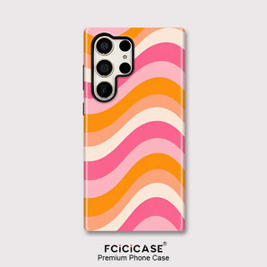 Acrylic Matte Phone Case For Samsung Galaxy S25 S23 Plus S24 Ultra S20 FE A56 A36 A16 A26 Stripe Lines Pattern Cover