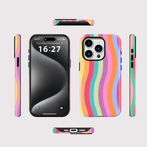 Fcicicase Luxury For Magsafe Phone Case For IPhone 16 15 14 13 12 17 Pro Max Plus 17 Air Rainbow Colorful Lines Magnetic Cover