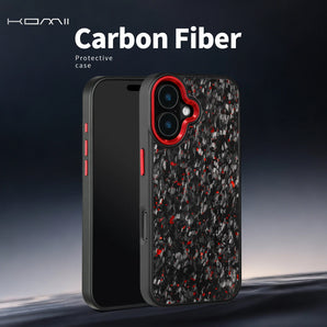 KOMII-Metal Frame Small Pattern Carbon Fiber Phone Case for iPhone 17 16 15 14 13 17 Pro Max 17Air iPhone Case