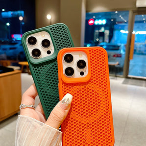 Magnetic For Magsafe Cooling Breathable Shell Case For iPhone 16 15 14 13 12 Pro Max Plus Shockproof Heat Dissipation Cover Case
