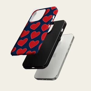 Navy Red Heart Mix Phone Case For Magnetic for iPhone 17 16 15 14 13 12 11 Pro Max Plus Double-layer Anti-Drop Back Cover