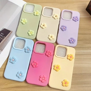 Cute Colorful Dopamine Flower Phone Case For iPhone 17 18 Pro Max 16 15 14 13 12 11 Pro Max 15 Plus Air Shockproof Matte Cover