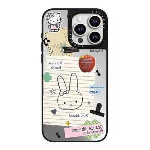 Kawaii Miffy Rabbit Phone Case Lines 17Promax 17Air Phone Case 16/15/14/13/12/11 Series Mirror Case