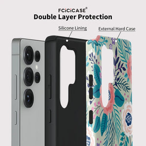 Fcicicase Shockproof Phone Case For Samsung Galaxy S24 Plus S20 FE S25 Ultra S23 A26 A36 A16 A56 Dual Layer Flower Print Cover