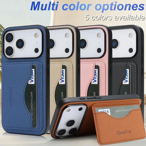 Anti-Fall  Case Cards Bag Kickstand Wallet Case For iPhone 17 Promax 16 Pro Max 15 Plus 14 13 12 17e 16e Phone Cover
