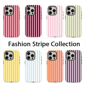 Fashion Stripe Collection Phone Case for iPhone17ProMax 16 15 14 12mini 7Plus XR 2in1 tough glossy case