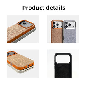 Luxury Woven Texture Fabric Leather Magnetic Full Coverage Shockproof Phone Case for iPhone 17 Pro Max 16 15