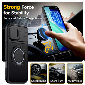Shockproof Armor Case For iPhone 18 17 16 15 14 13 12 Pro Max Plus 17E 16E 16Pro 15Pro Card Slot Stand Holder Slide Lens Covers