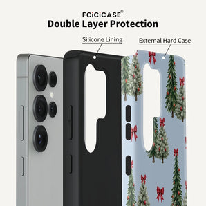 Fcicicase Christmas Bow Case For Samsung Galaxy S26 Ultra S25 S24 S23 Plus S22 S20 FE A16 A26 A36 A56 Anti-fall PC +TPU carcasas