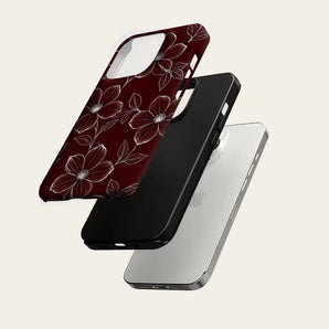 Burgundy Floral For Magnetic Must-Have Phone Case for IPhone 18 17 16 15 14 13 Pro Max Plus Single Double-layer tough Case