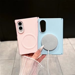 for Magsafe Leather Candy Color Matte Case for Samsung Galaxy Z Fold 8 Wide fold8 ZFold Magnetic Screen Film Protector Cover