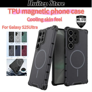 Anti-slip Bumper Armor Magnetic Phone Case For Samsung S25 S24 Plus S23 Ultra A55 A54 A35 A34 A25 A15 A14 A13 For Magsafe Cover