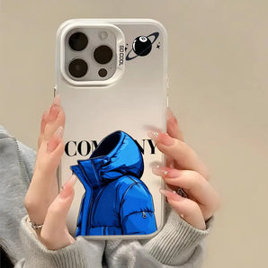Cool Blue Down Jacket Boy Planet Case For iPhone 17 16 15 14 13 12 11 Pro Max Plus Luxury Shockproof Matte Metallic HardPC Cover
