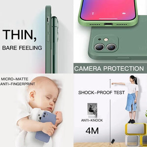 For iPhone 16 15 14 13 12 11 Pro Max X XR 7 8 PLus Soft Case Luxury Liquid Silicone Phone Case Anti-Dropr Cover Phone bag Shell