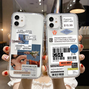 Aesthetics Label Phone Case For iPhone 14 13 11 15 Pro Max 12 Mini XR X XS 7 8 SE2022 2020 14 Plus Case Landscape Silicone Cover