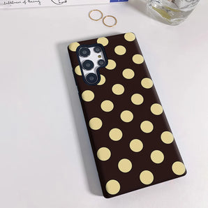 Cream Polka Dot Phone Case for Samsung Galaxy S25 Ultra S24 S23 Ultra Plus Shockproof Double Layer Back Cover