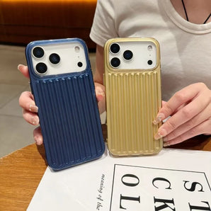 Luxury Matte 3D Suitcase Stripe Phone Case for IPhone 16 Pro 15 Plus 14 13 12 17 Pro Max  Anti-Drop Shockproof Protector Cover