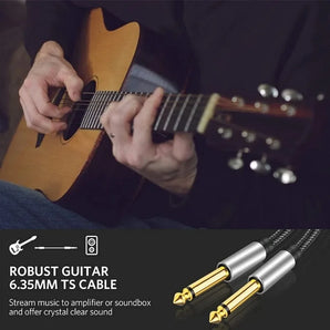 6.35mm Instrument Cable 6.35mm Mono Jack 1/4" TS Cable Unbalanced Guitar Patch Cords/Instrument Cable Male to Male